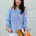 Off the shoulder striped top