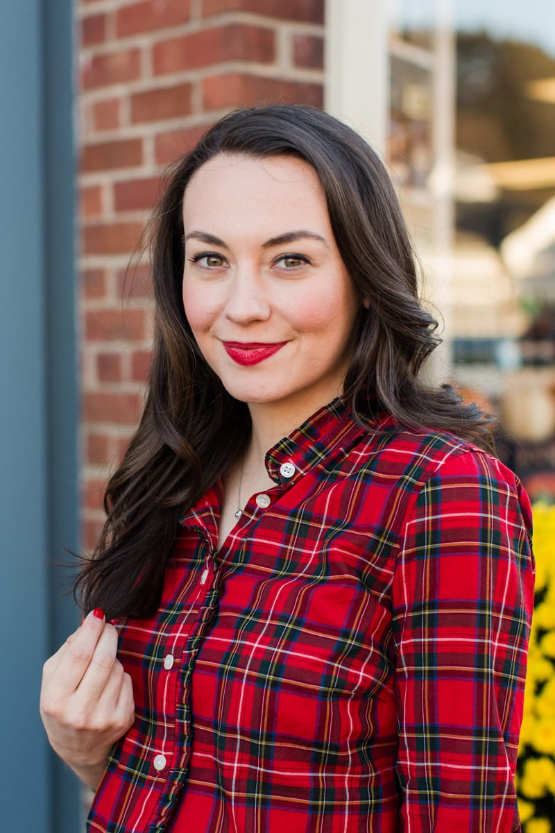 J. Crew Plaid Ruffle Shirt