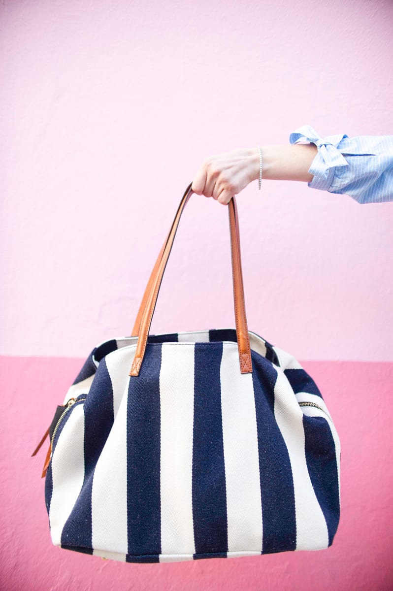 Oversize Millie' Stripe Print Tote