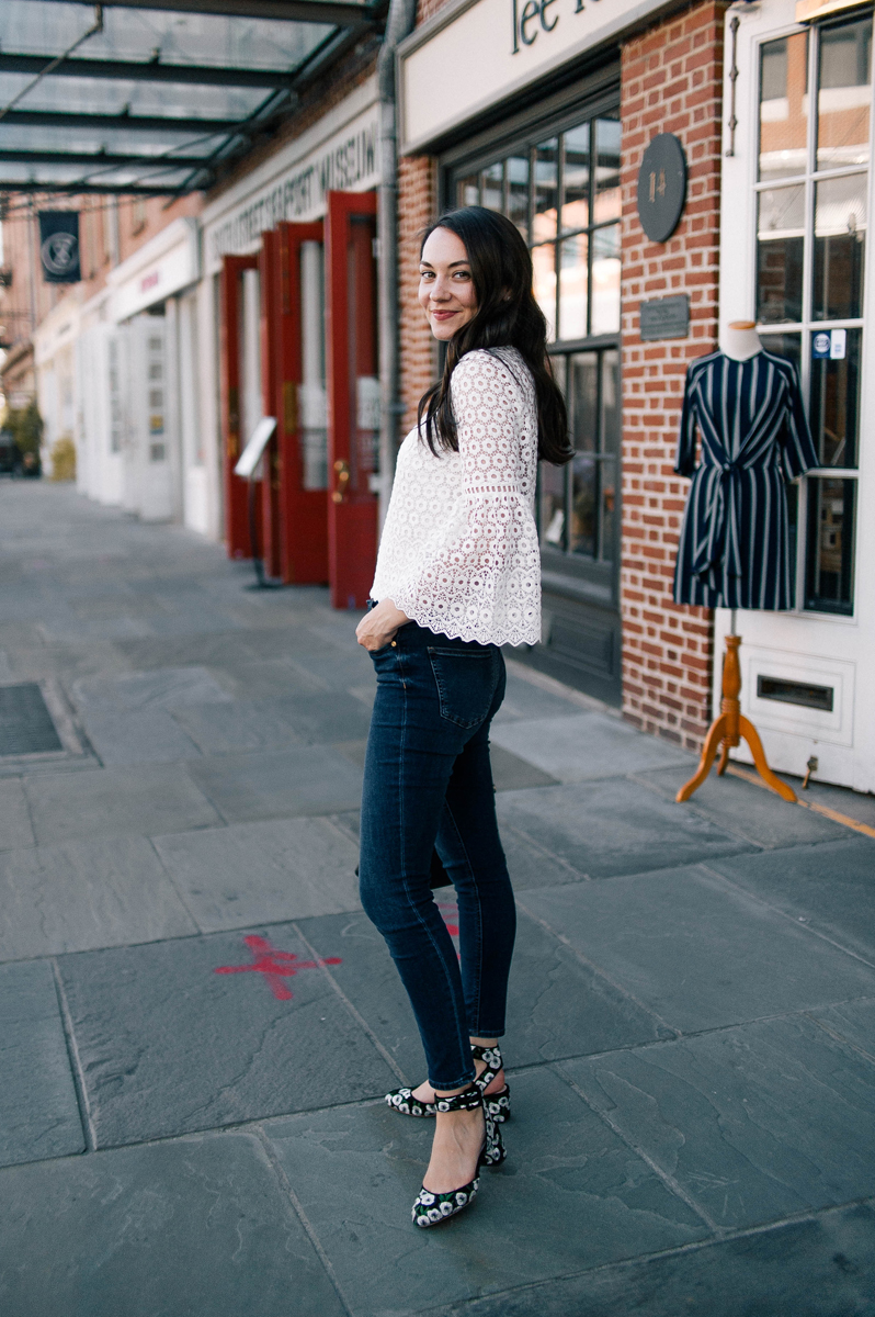 Eyelet Bell Sleeve Shirt