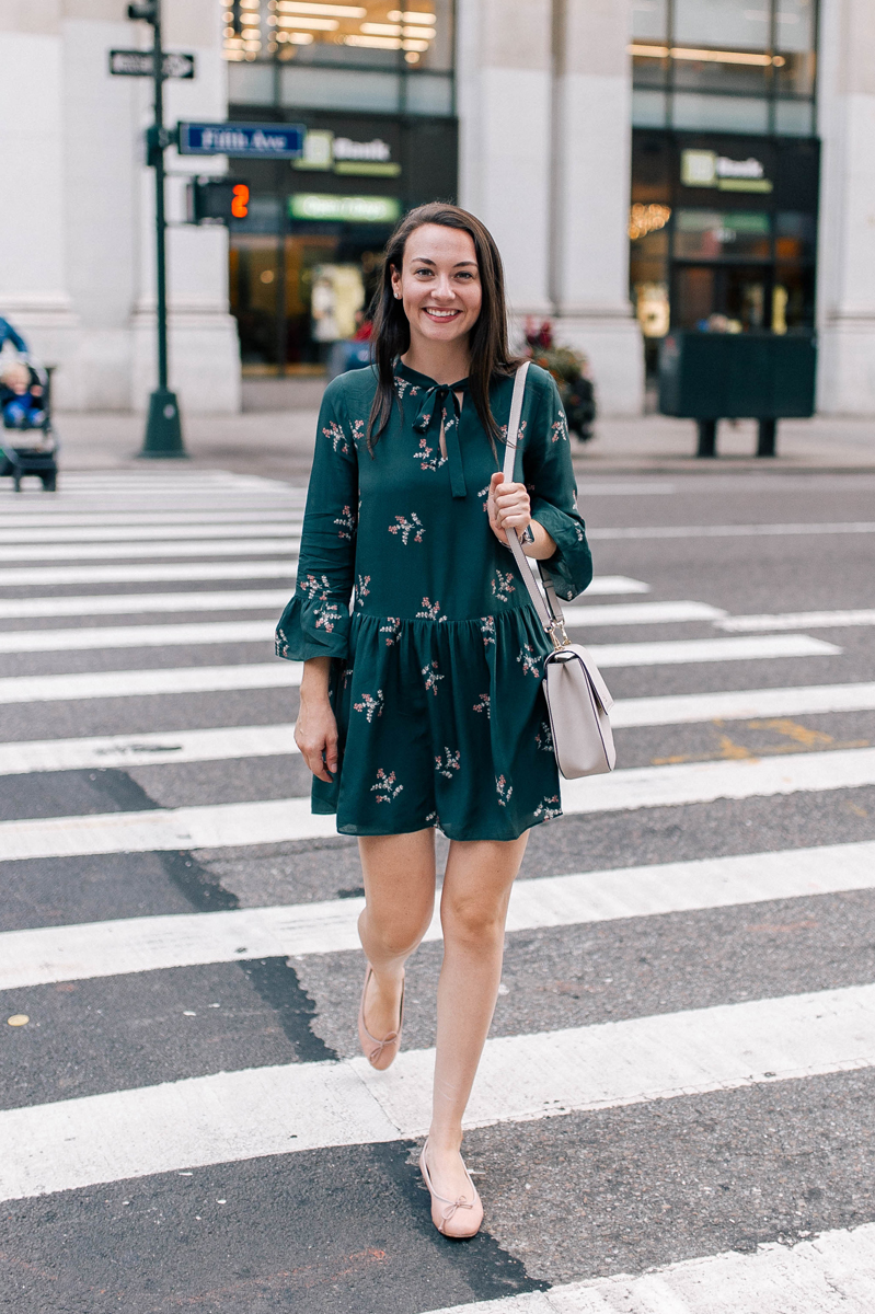 Olive Green Floral Dress