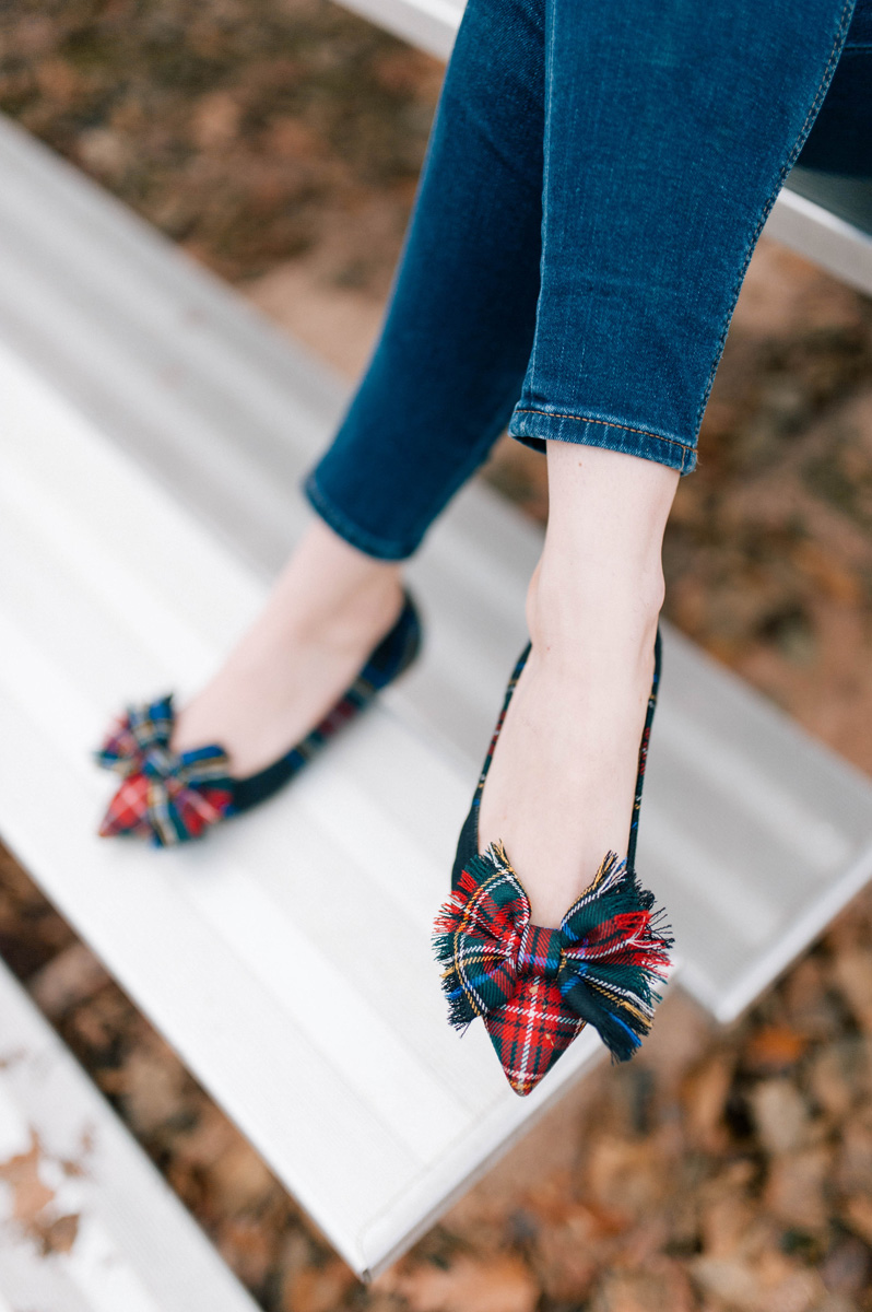 J. Crew Lottie bow flats in tartan