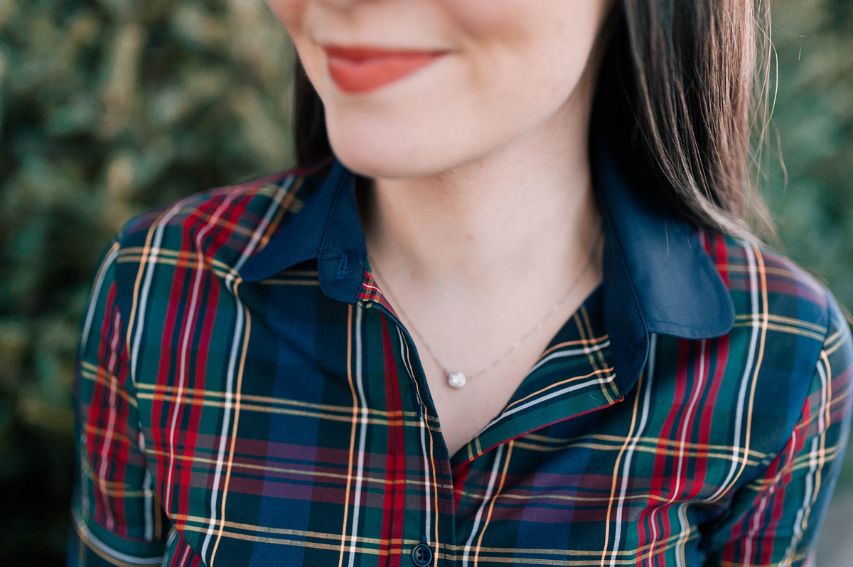 Plaid Shirt Peter Pan Collar