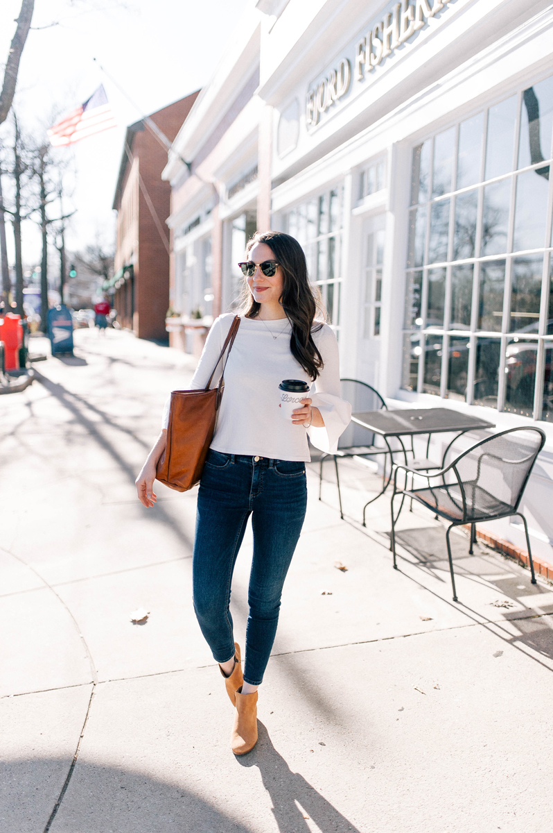 White Bell Sleeve Shirt