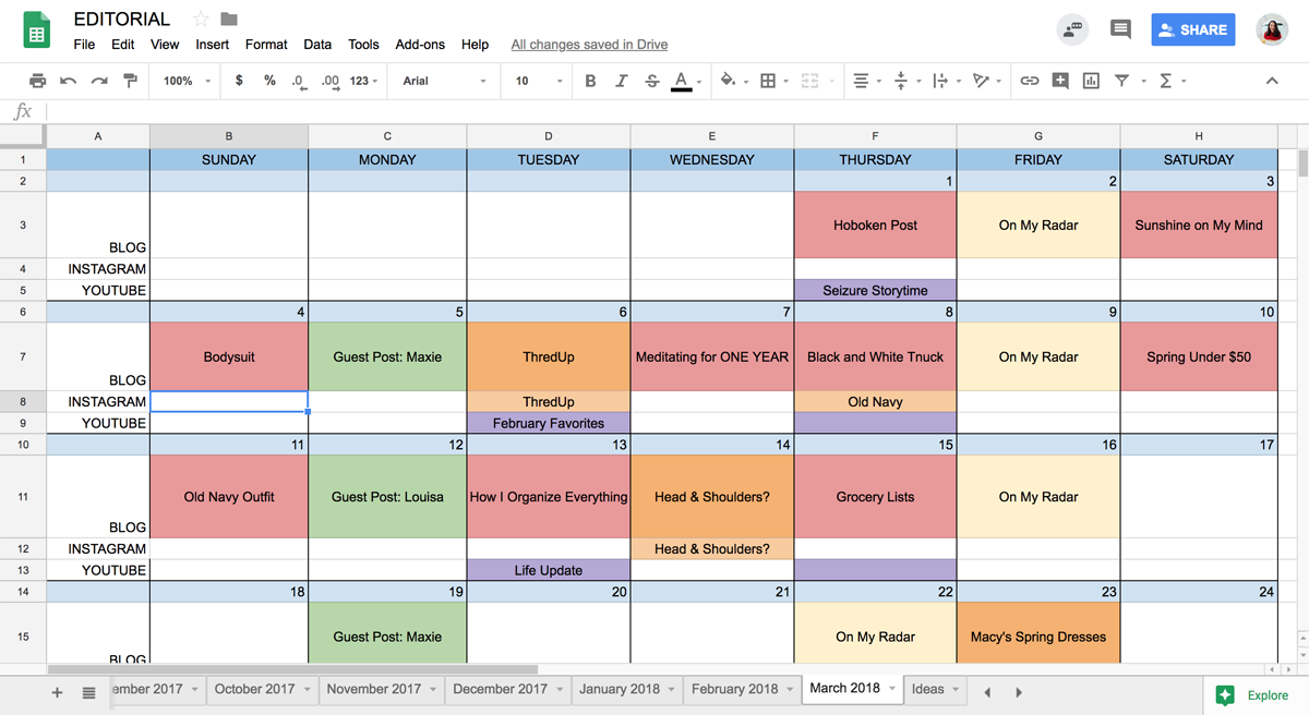 Editorial Calendar