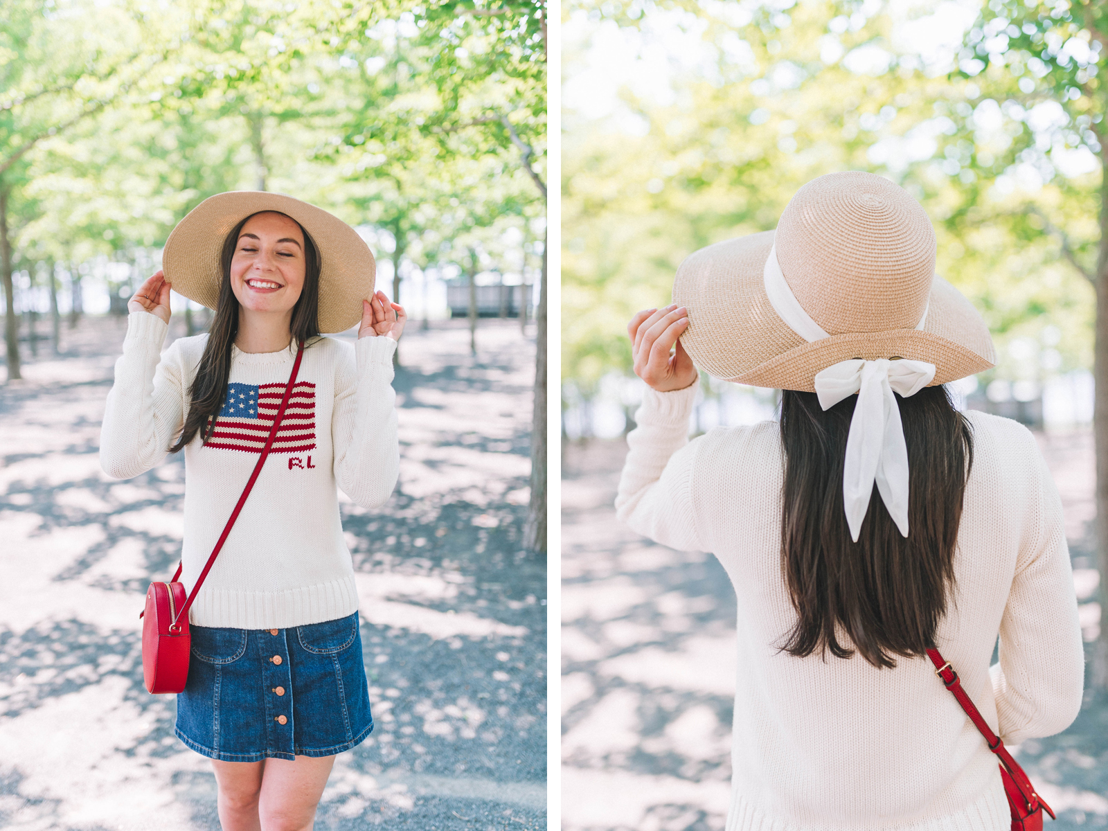 Nine West Packable Bow Scarf Floppy Sun Hat