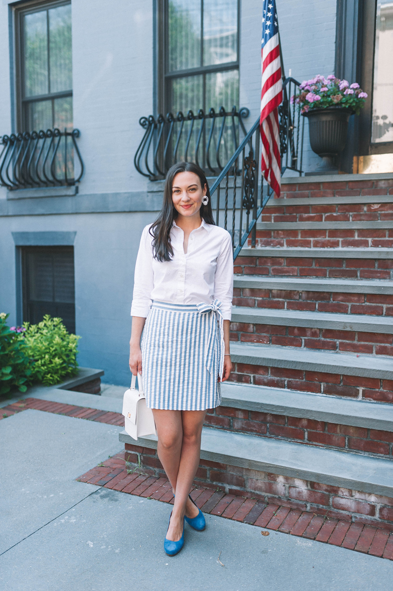 Striped Wrap Mini Skirt