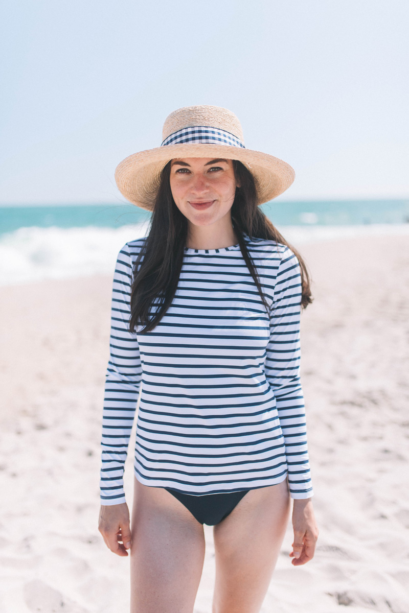 Lands End Striped Rash Guard