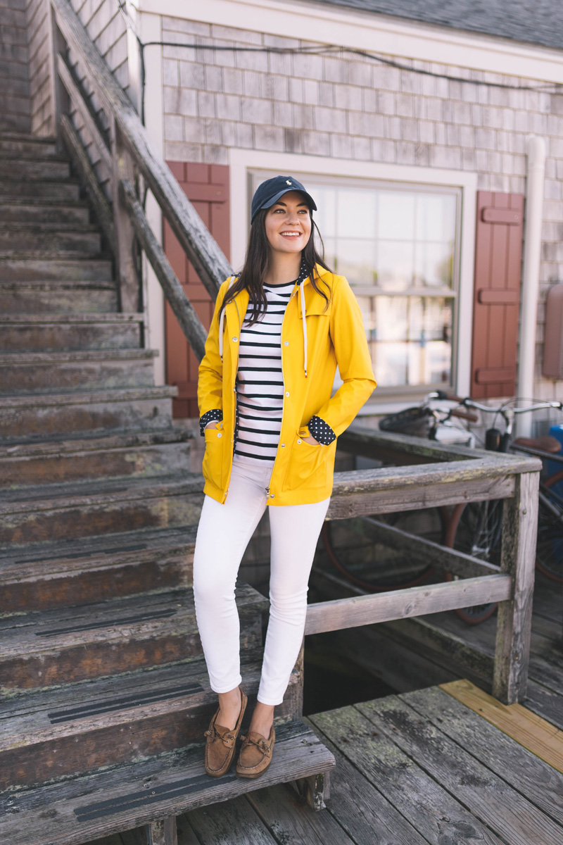 Yellow Rain Jacket Preppy Outfit