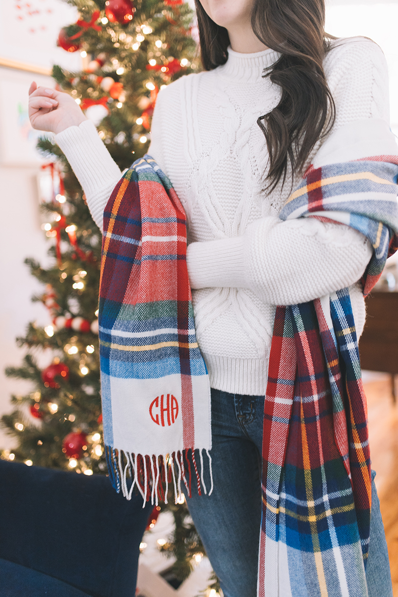 Monogrammed Tartan Scarf