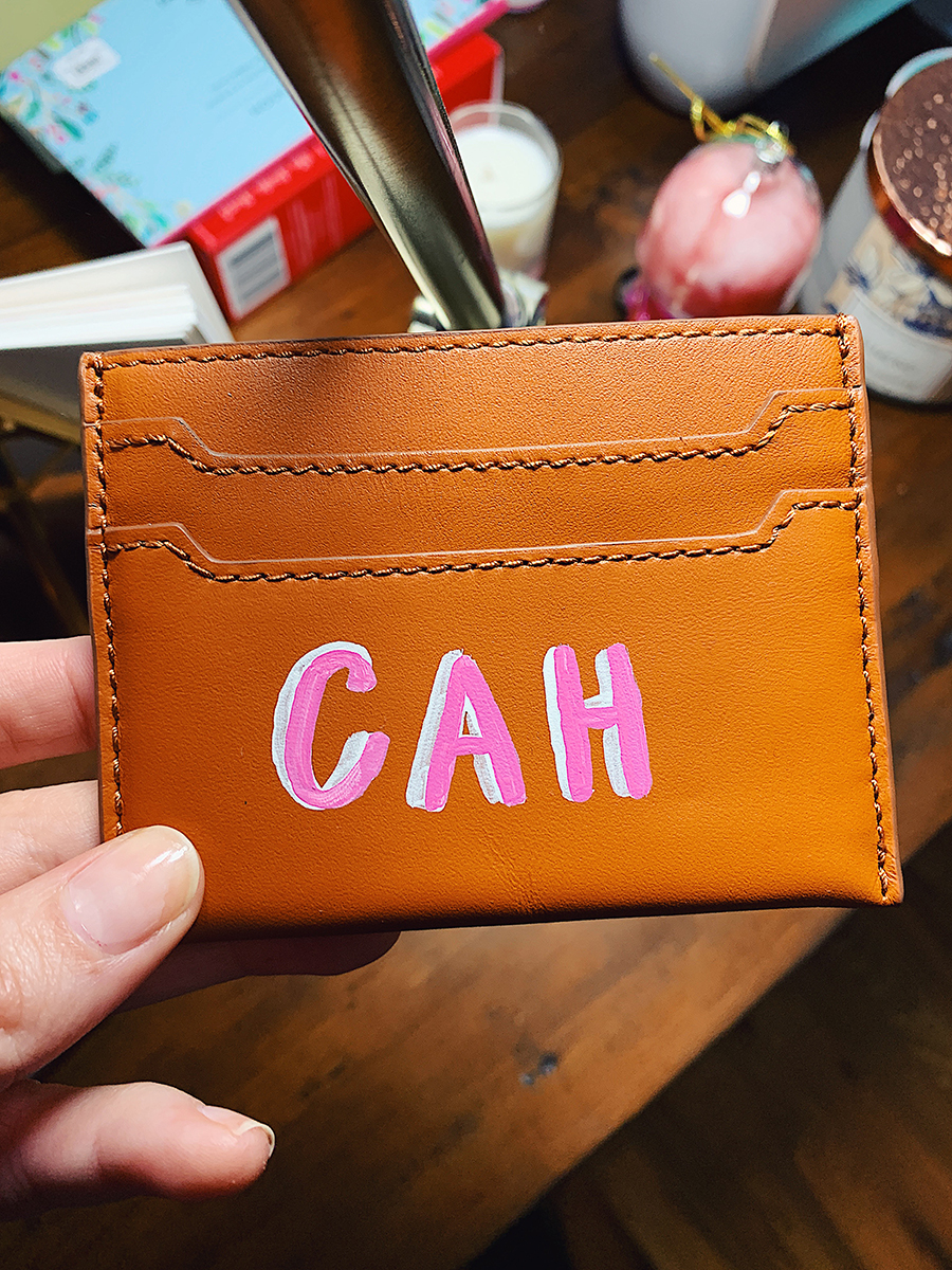 DIY Painted Monogrammed Leather Card Cases