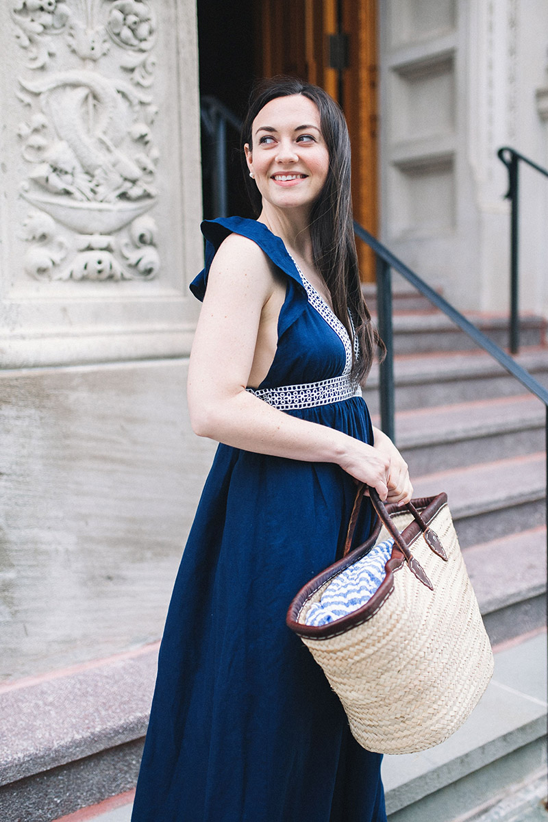 J. Crew Ruffle deep V-neck beach dress