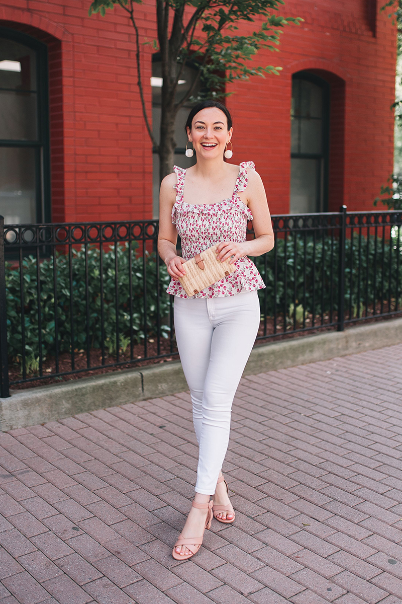 J. Crew Smocked ruffle top in Liberty® Ros floral