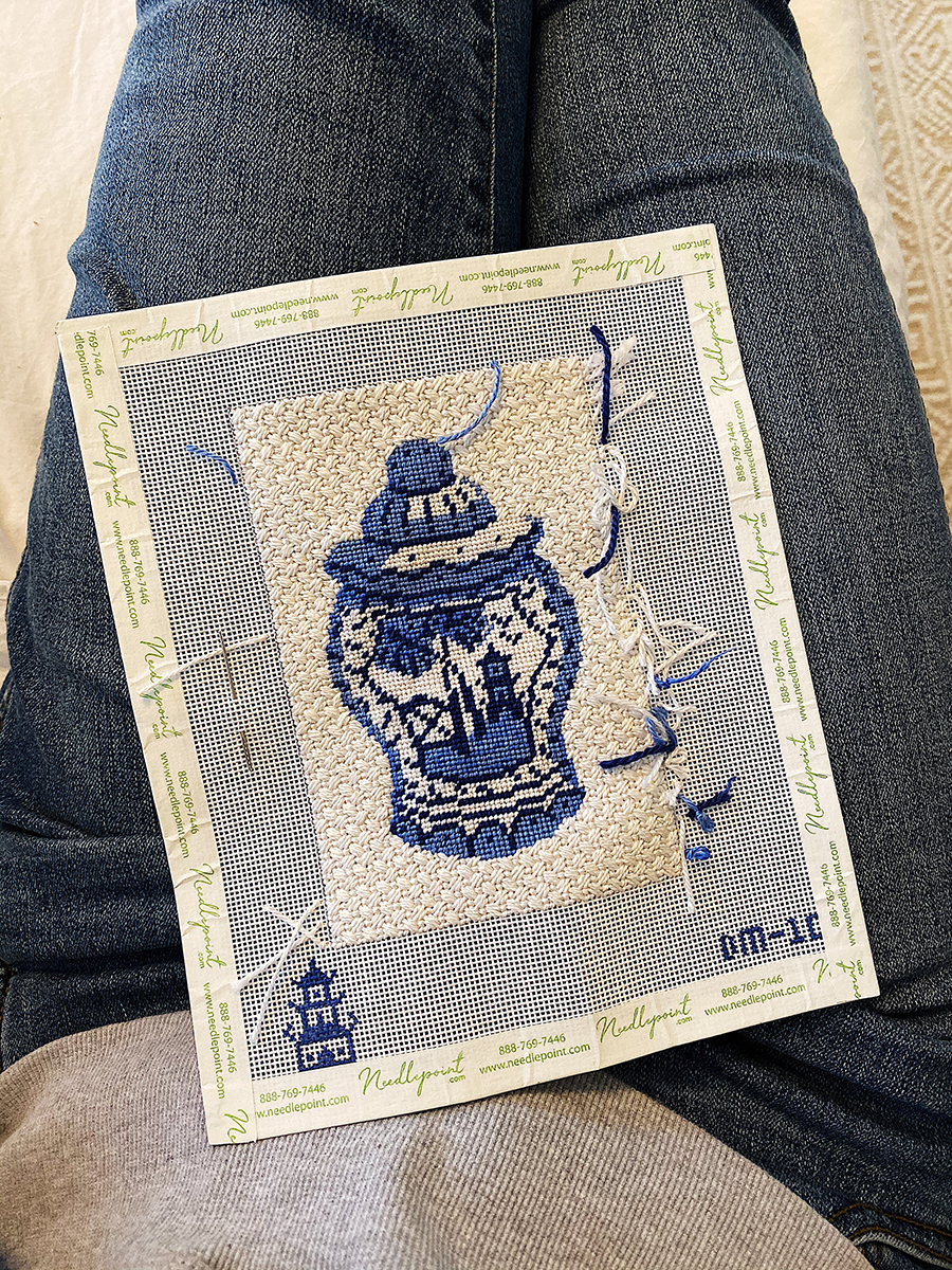 Needlepoint Ginger Jar