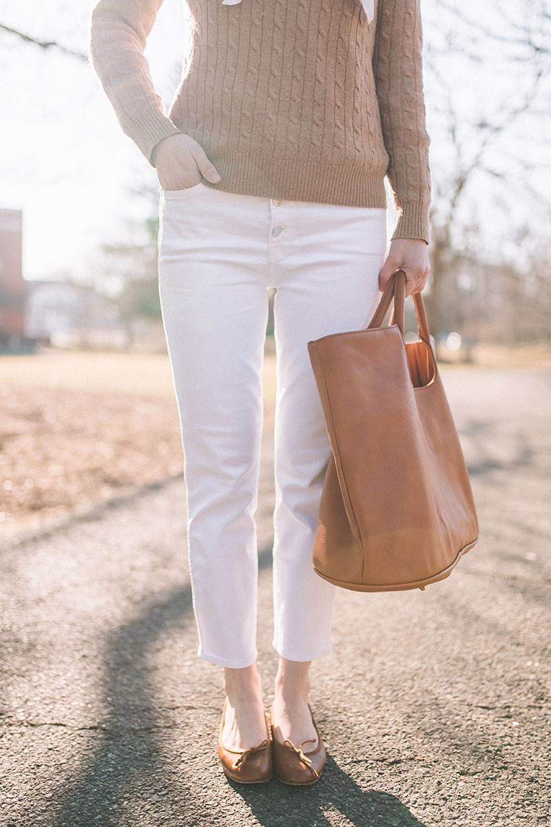 J. Crew Vintage straight jean in white with exposed buttons