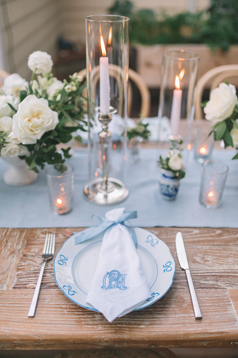 monogrammed napkins for micro wedding