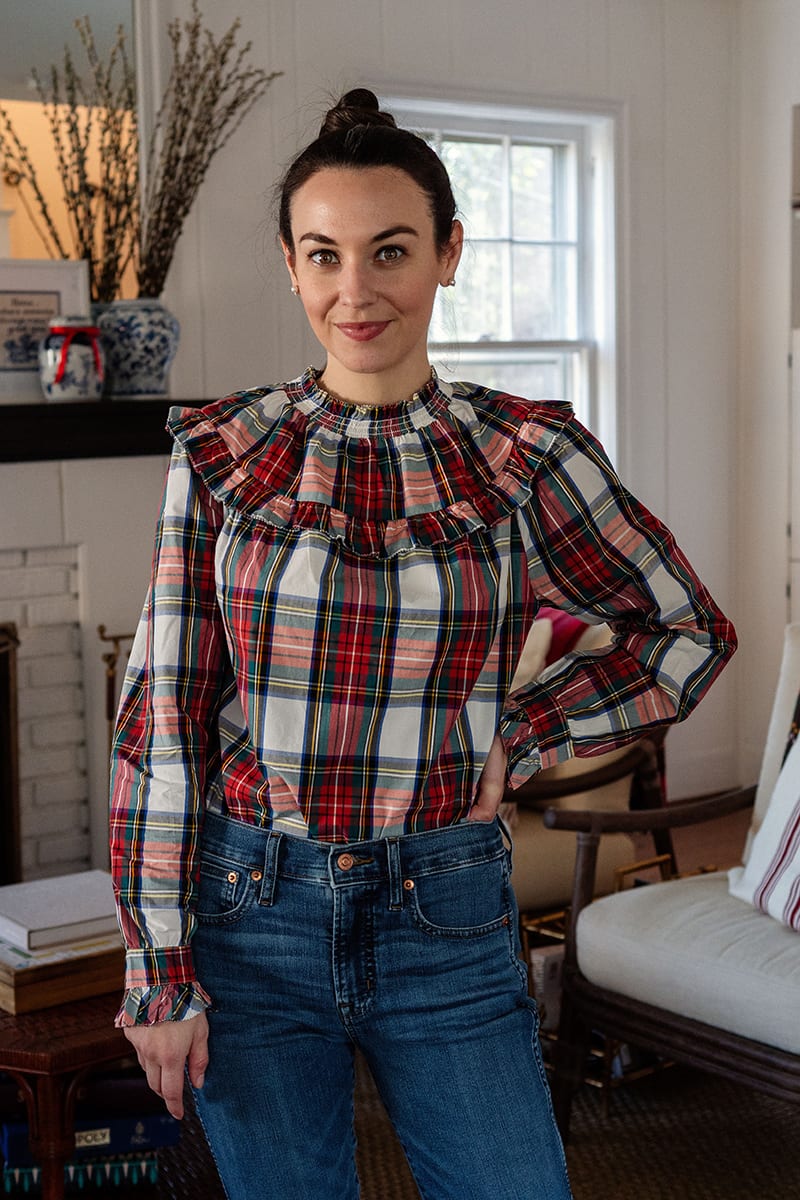 Time for Tartan: Carly the Prepster waring tartan top