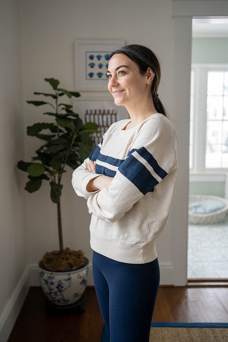 Vintage cotton terry crewneck pullover with varsity stripe