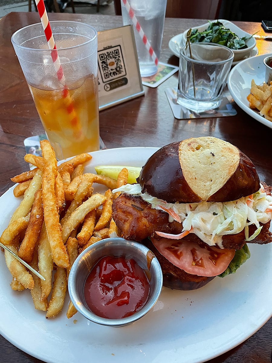 chicken sandwich and fries