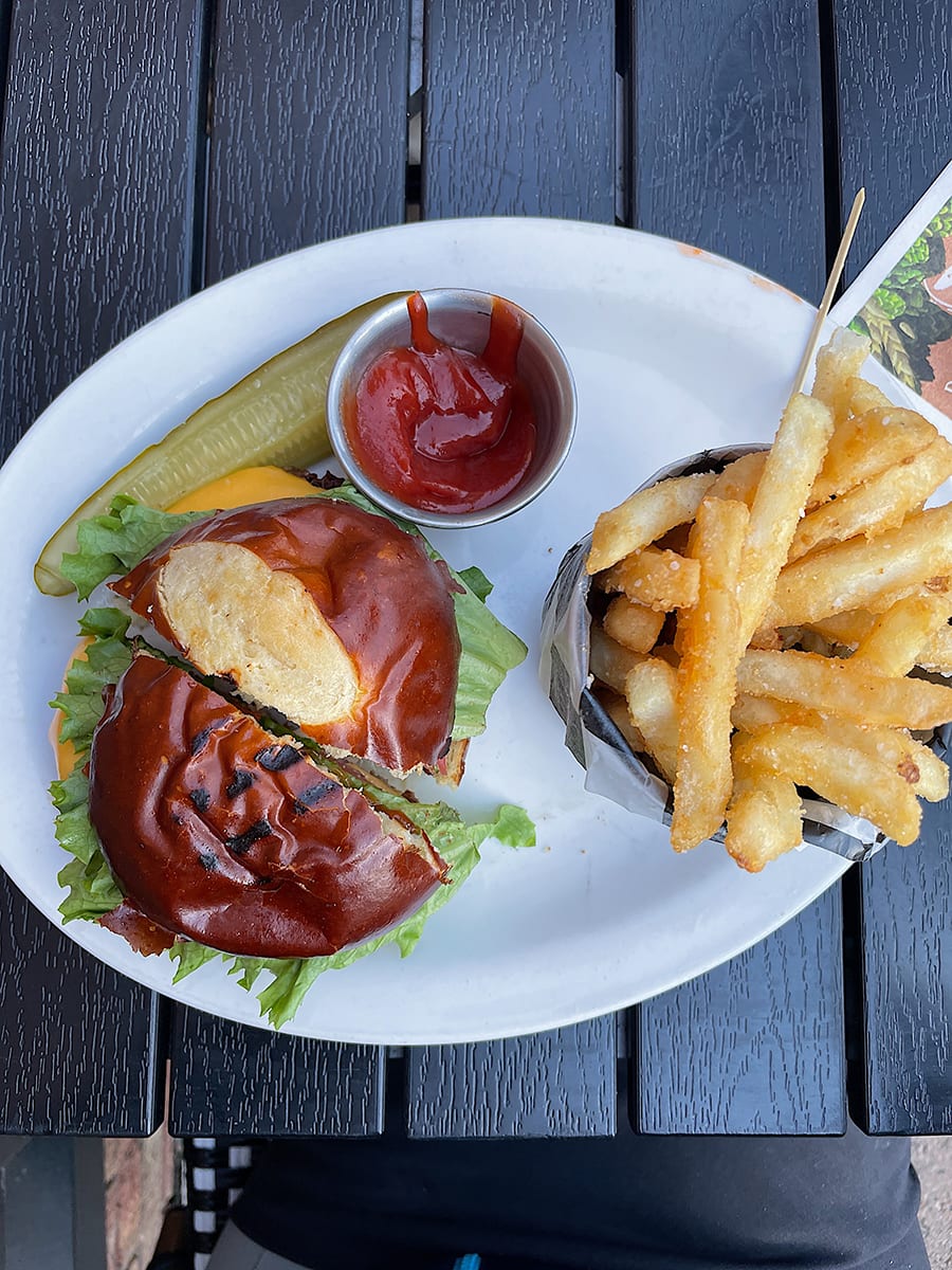 cheeseburger and fries