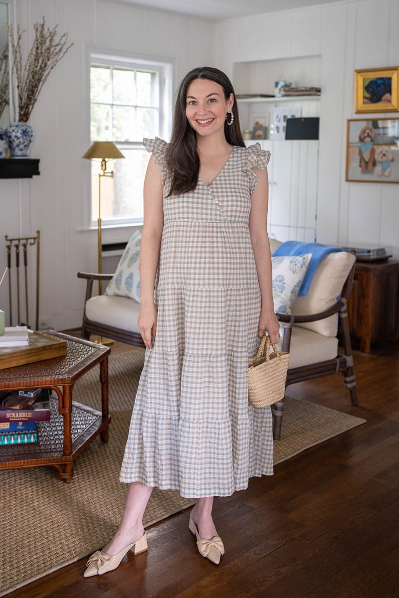 madewell gingham ruffle dress | Staying Neutral