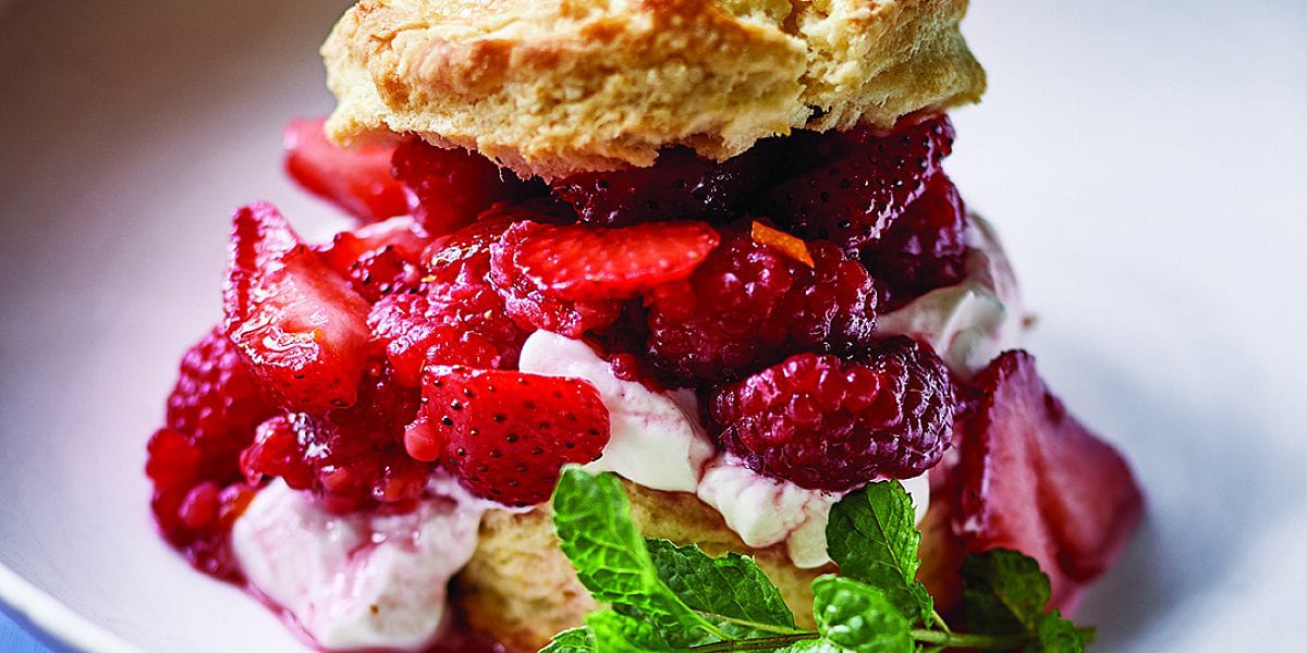 RED BERRY SHORTCAKES WITH HONEY YOGURT