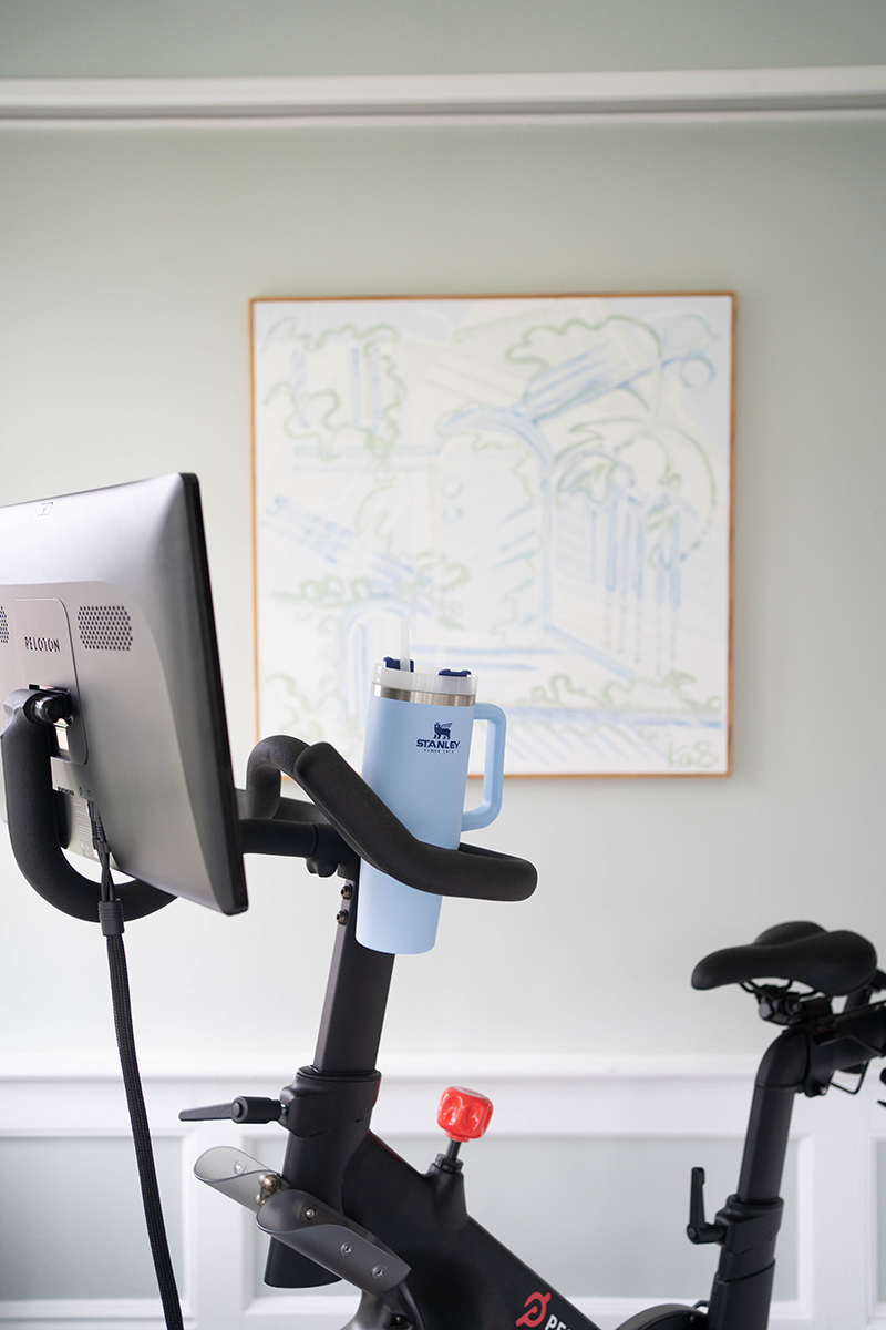 The Stanley Cup fits perfectly in the handlebars of a Peloton bike