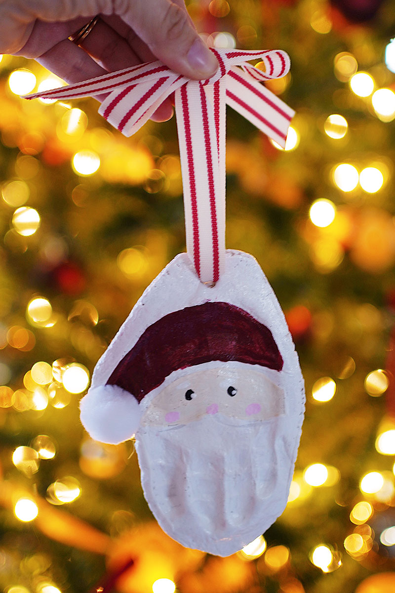 santa handprint ornament