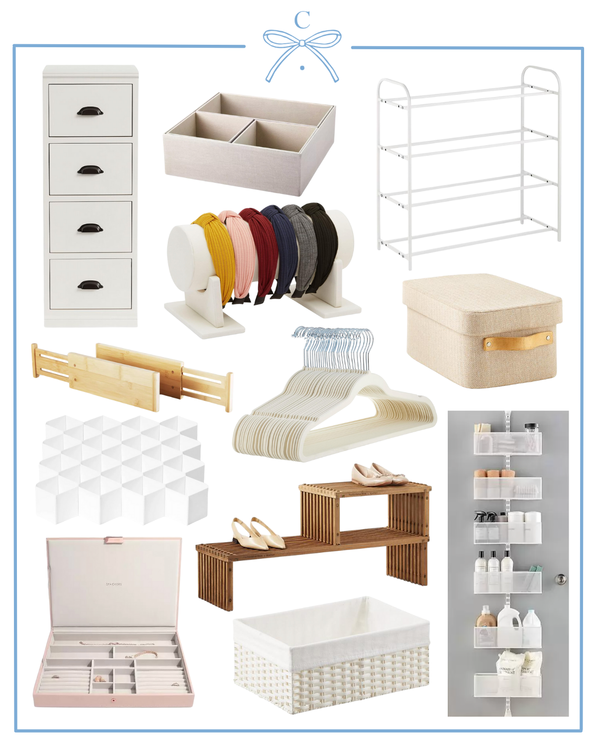 closet organization ideas from pottery barn, target, the container store, and amazon